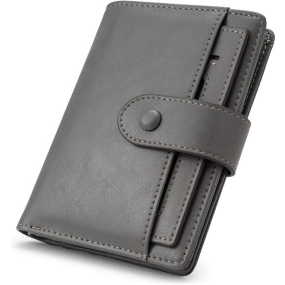 Small RFID Blocking Vegan Leather Wallet Grey - Picture 1 of 4